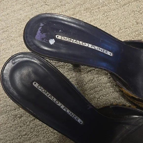 Donald J Pliner Zebra Pony Hair Heeled Mules - Picture 5 of 10